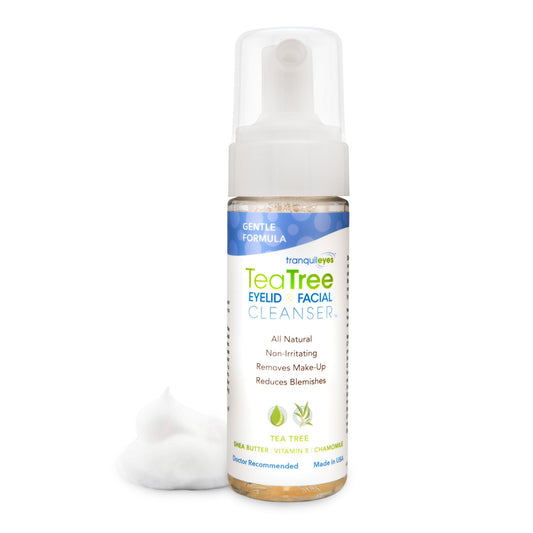 EYEECO Gentle Tea Tree Oil Foaming Facial Cleanser – 1.6oz – Non-Irritating Eyelid Cleanser & Face Wash with Tea Tree, Chamomile & Shea Butter
