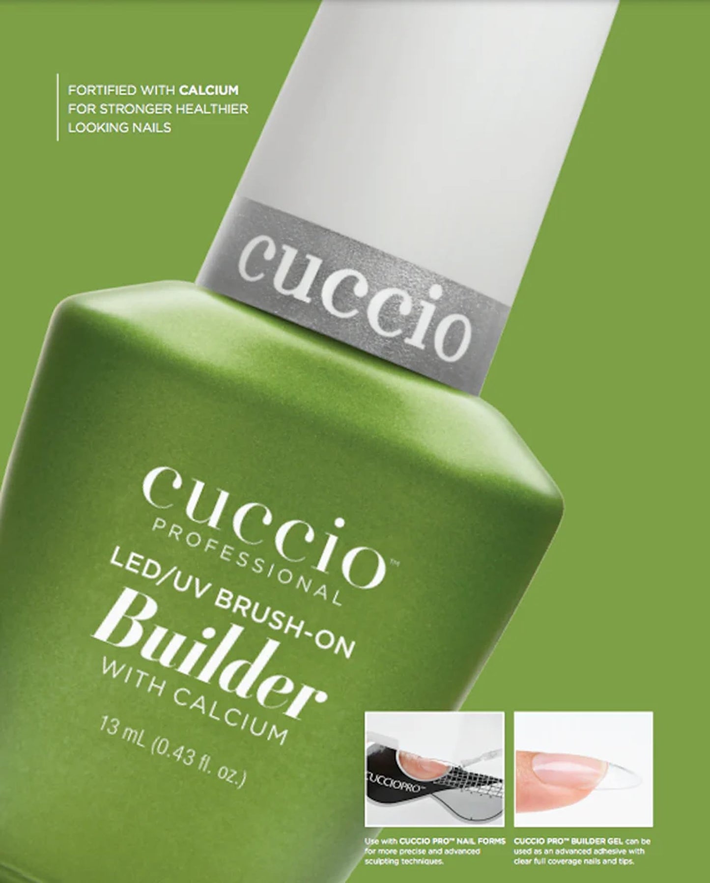 Cuccio Pro Brush-On Builder Gel w/ Calcium – Clear Soak-Off UV/LED Gel, Lightweight Self-Leveling, Chip-Resistant Hard Gel Strength, 0.43 oz