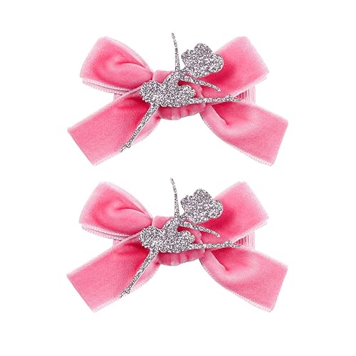 Ballet Dance Hair Clips Ballet Girls HairPin Girl Dance HairClips Hair Pin JBC37 (Silver Dance Girl-Pink Bow)