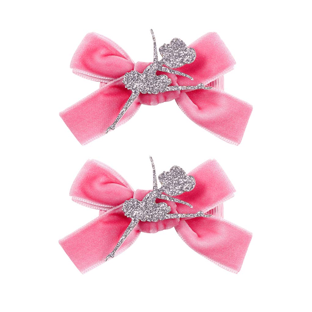 Ballet Dance Hair Clips Ballet Girls HairPin Girl Dance HairClips Hair Pin JBC37 (Silver Dance Girl-Pink Bow)