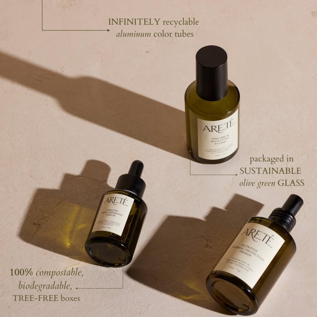 ARETÉ Volume & Sculpting Fluide, Glaze Hair Gloss, Curl Cream + Hair Volumizer with Organic Aloe, Hyaluronic Acid, Quinoa & Olive Oil for Flexible