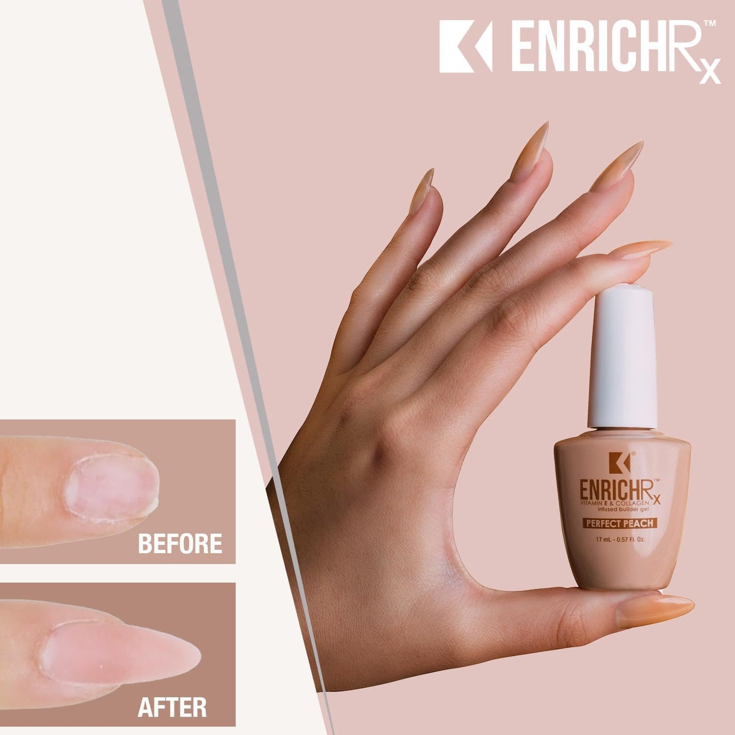 KUPA EnrichRx Builder Gel, Perfect Peach, Vitamin E & Collagen Infused, UV/LED Soak-Off Gel Brush On Natural Nail, 0.57 Fl Oz Beauty & Personal Care KUPA