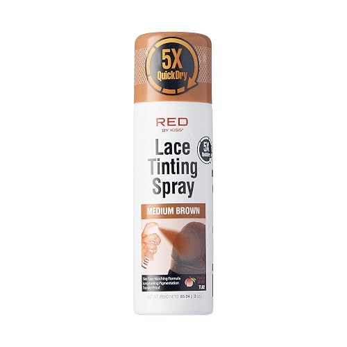 Red by Kiss Lace Tinting Spray, Quick Dry & Skin Tone Matching for Lace Wig, Transfer-Proof, No Smudging, Long Lasting, Precision Control with Pointed