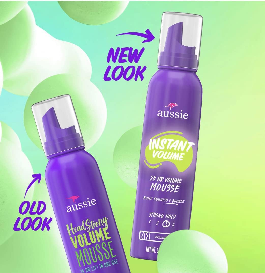 Aussie Mousse, with Bamboo & Kakadu Plum, Instant Volume, For Fine Hair, 6 Fl Oz (Pack of 3), Packaging May Vary