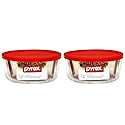 Pyrex 7203 7-Cup Glass Bowl and 7402-PC Red Lid (2-Pack) - Made in USA