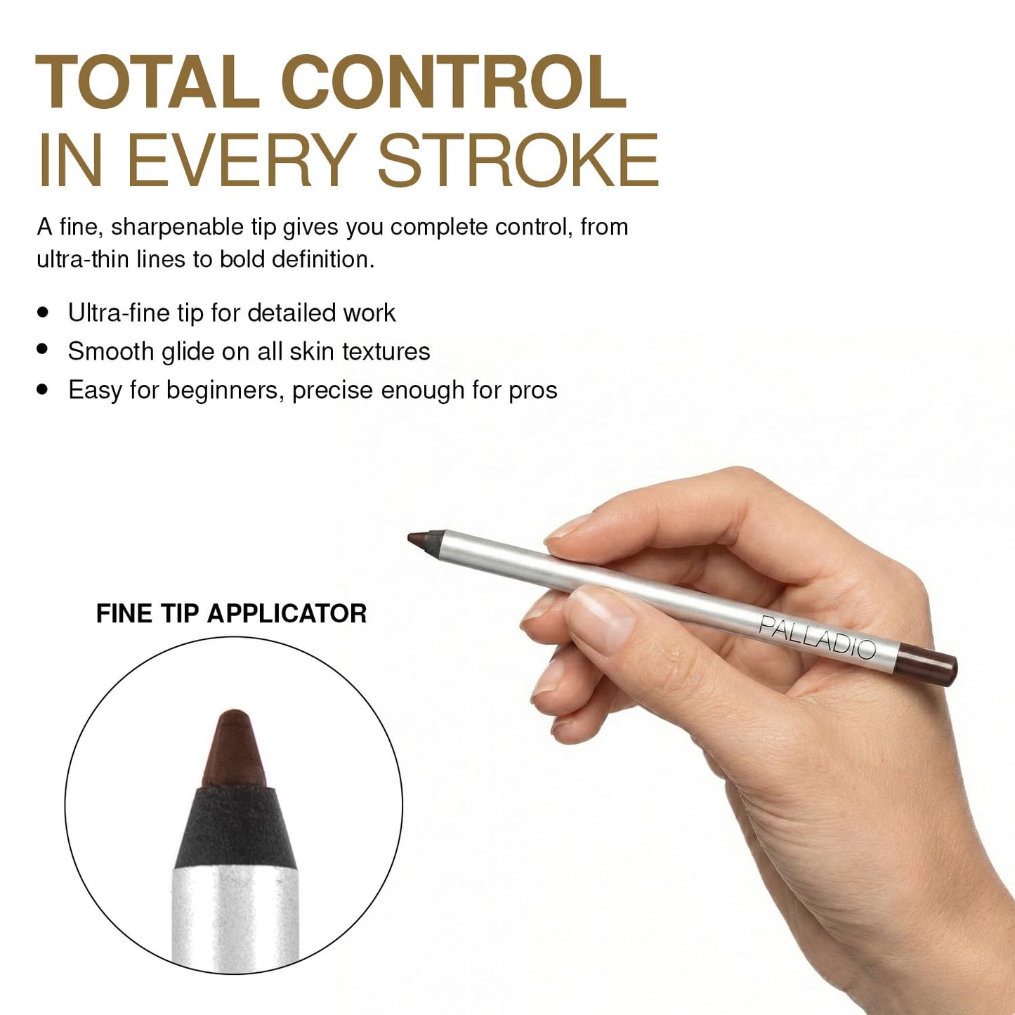 Palladio Precision Eyeliner, Silicone Based, Rich Pigment, Gentle Application, Dramatic Smoky Effect to Soft Everyday Wear, Sensitive Eyelids, Sets