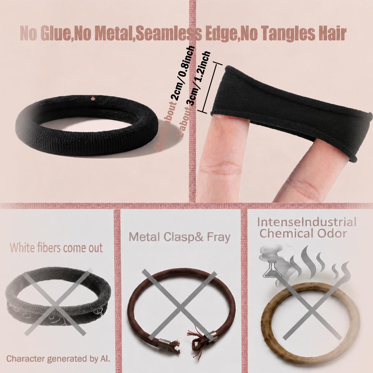 Seamless Hair Ties No Damage Nylon Ponytail Holders for Thick Curly Hair Beauty and Personal Care Vrose Flosi