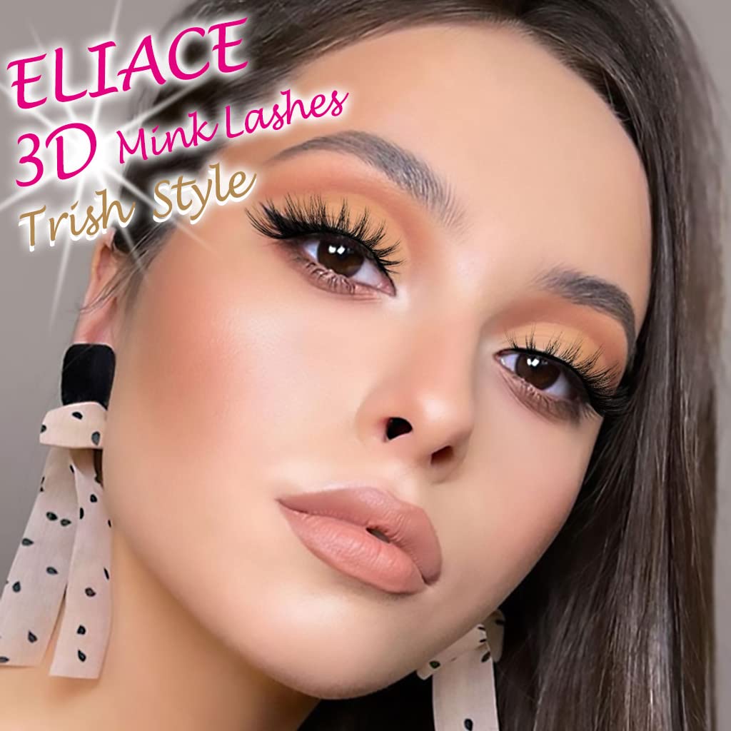 Eliace False Eyelashes 15 Pairs Cat Eye-Lashes 3D Mink Lashes,Spiky Wispy Natural Long Faux Mink Lashes Strips Soft & Reusable Makeup Professional