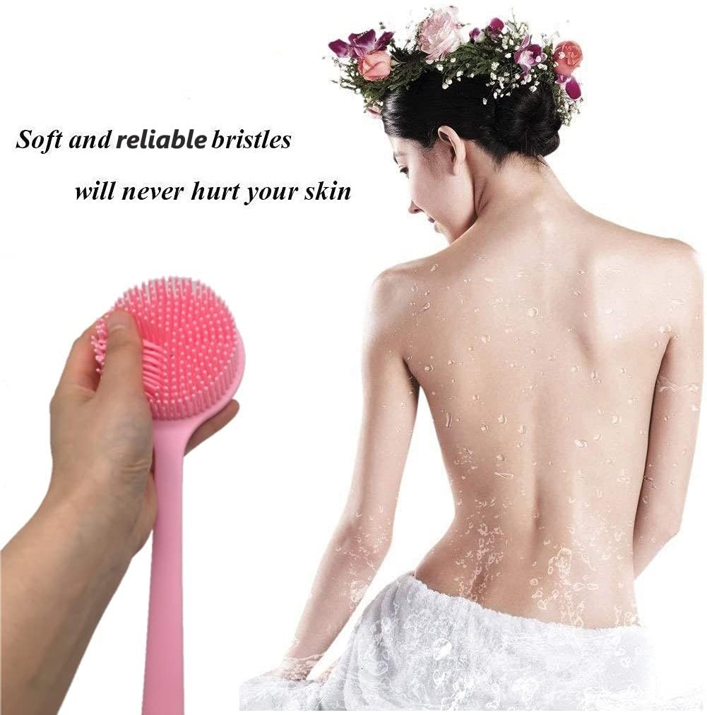 Cinlitek Silicone Body Scrubber, Long Handle Back Scrubber for Shower, Silicone Body Brush Shower Scrubber for Body, Shower Srush Back Brush Body