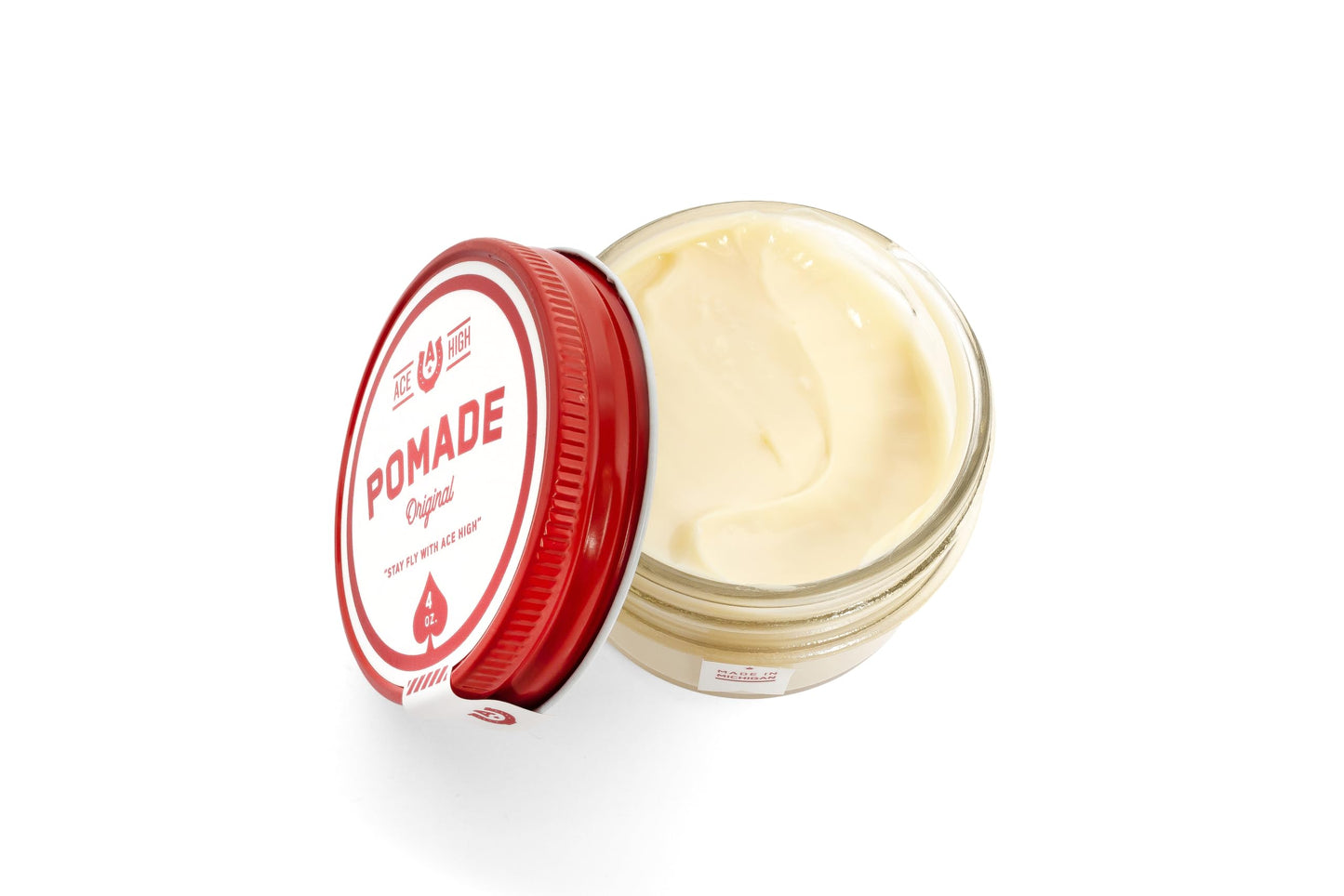 Ace High Pomade, Strong Hold, Natural Shine, Water Based, Hand Crafted, 4oz