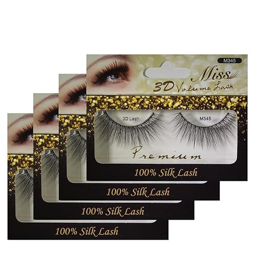 "4 Pairs" of Miss 3D Volume Tapered False Eyelash Extension M345