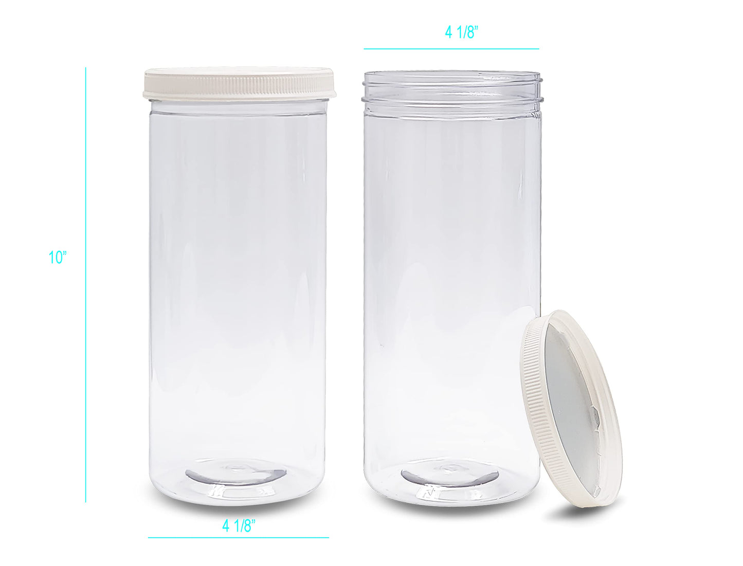 ljdeals 80 oz Tall Clear Plastic Jars with Lids, 2.5 Quart 10 Cup Cylinder Storage Containers, Wide Mouth PET Canisters, Pack of 3, BPA Free, Food…