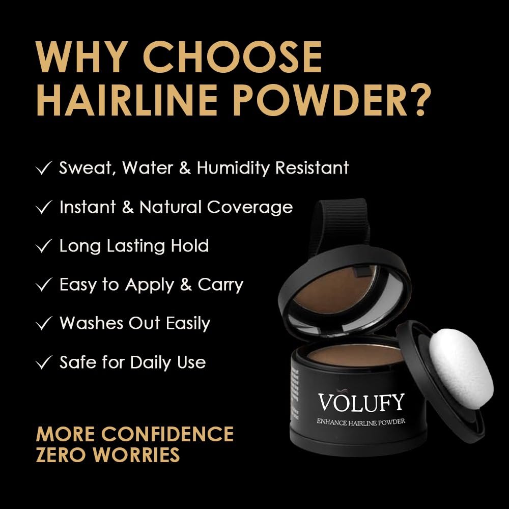 VOLUFY Dark Grey Hairline Powder, Hair Fiber & Root Coverage
