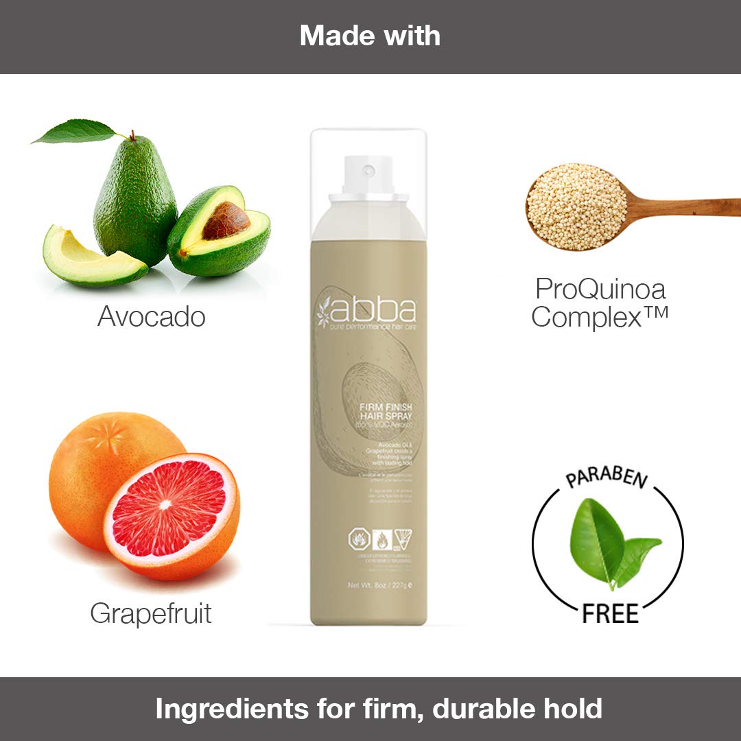 ABBA - Pure Style Firm Finish Hair Spray (Non Aerosol) - for Flexible Durable Hold, Frizz Control - 8 fl oz