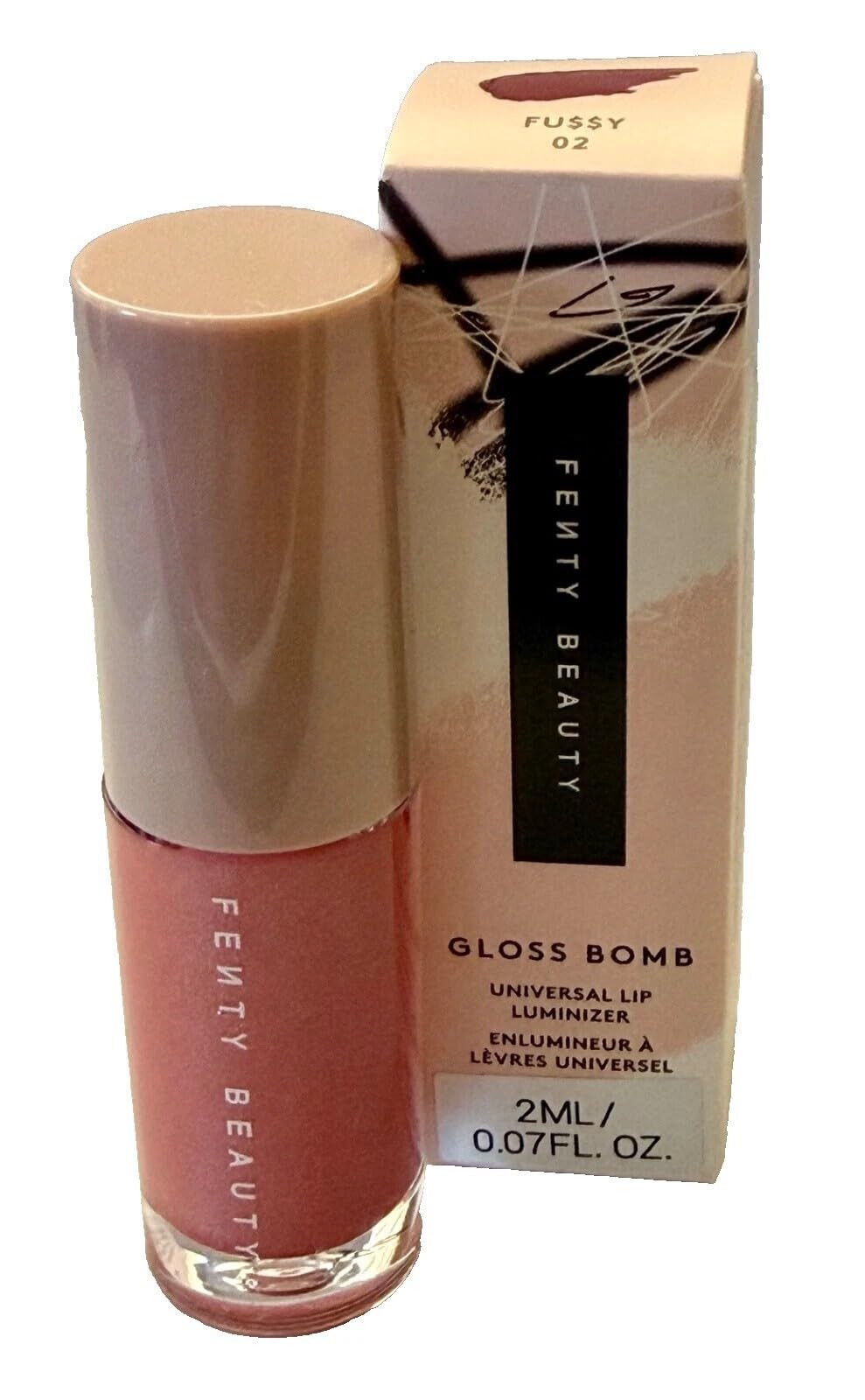 FENTY BEAUTY Gloss Bomb Universal Lip Luminizer, Fussy 02 Shade, 2ml/0.07fl oz, Mini