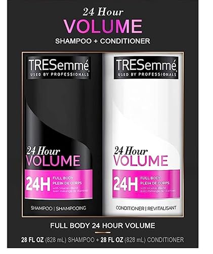 TRESemmé 24 Hour Volume Shampoo Formulated with Pro Style Technology 28 oz Bundle with TRESemmé 24 Hour Volume Conditioner For Fine Hair Formulated