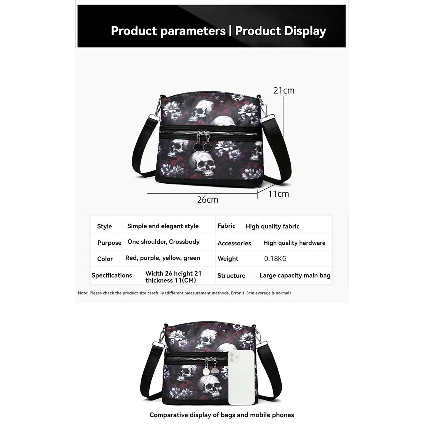 MEOKIM Women's Skull Shoulder Bag, Gothic Skull Wallet Y2k Backpack Street Hippie Backpack (green,One Size)