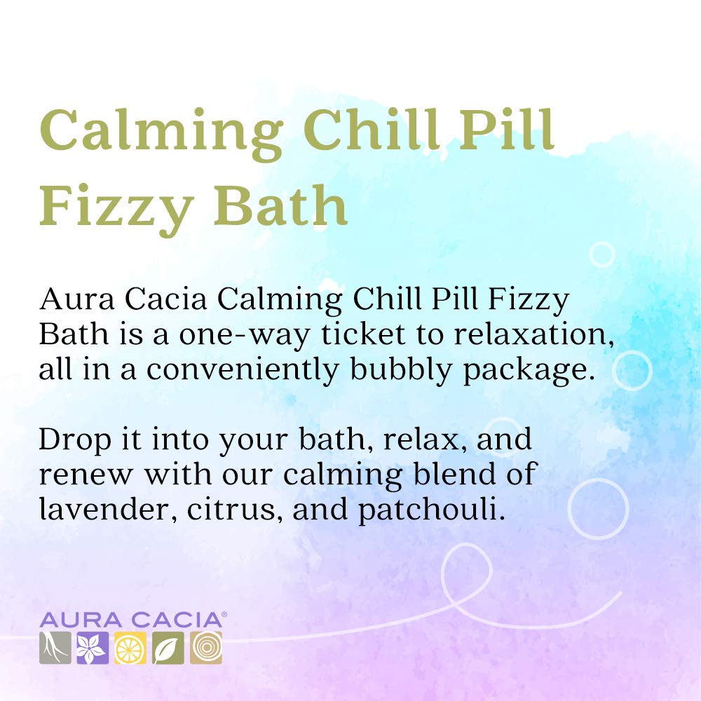Aura Cacia Calming Chill Pill Fizzy Bath | GC/MS Tested for Purity | 2.5 oz (70.9g)