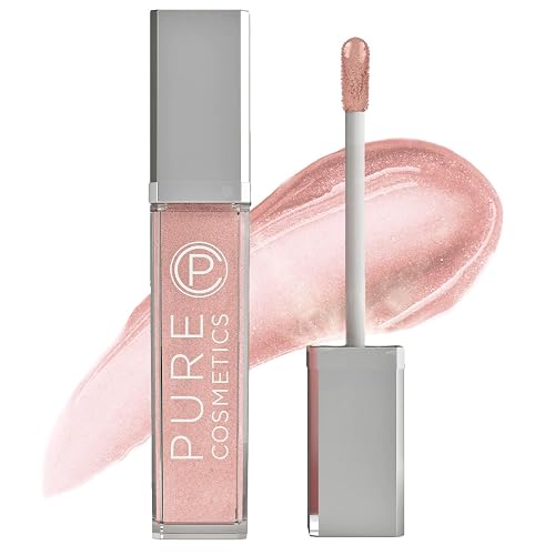Pure Illumination Light-Up Lip Gloss with LED-Lit Applicator Brush + Side Mirror, Non-Sticky, Moisturizing Hydrating Lip Glosses with Lanolin, Jojoba