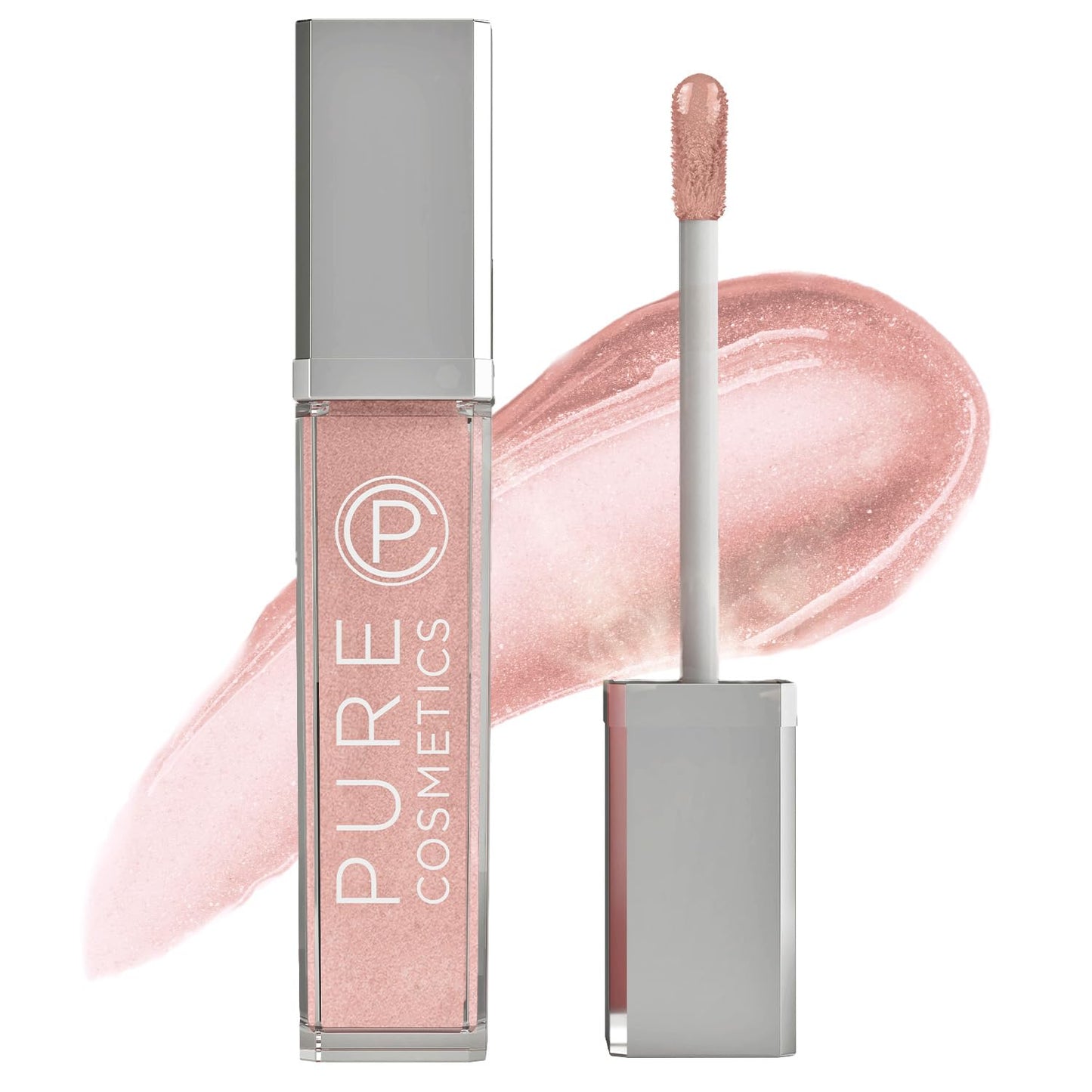 Pure Illumination Light-Up Lip Gloss with LED-Lit Applicator Brush + Side Mirror, Non-Sticky, Moisturizing Hydrating Lip Glosses with Lanolin, Jojoba