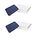 Pyrex 7211 6-Cup Glass Dish & 7211-PC Dark Blue Lid (2-Pack) - Made in USA