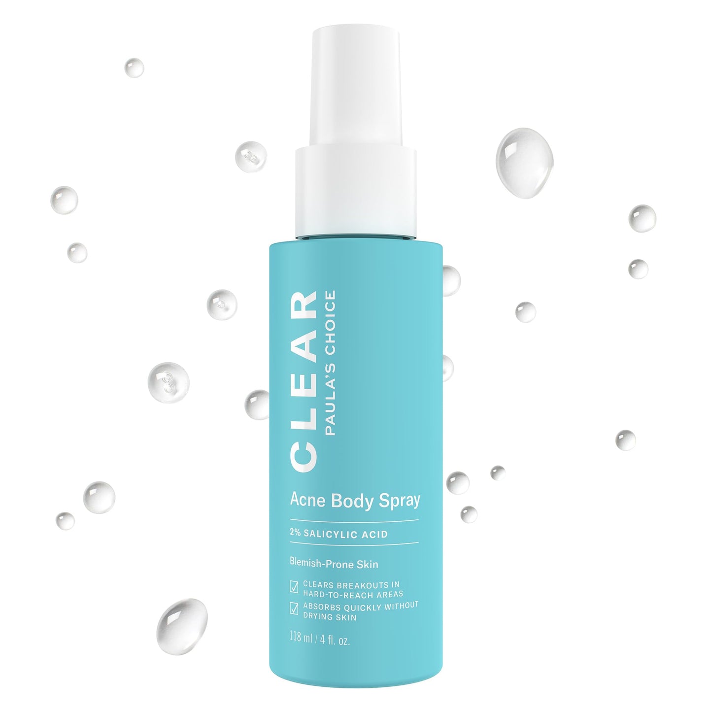 Paula's Choice CLEAR Exfoliating Back & Body Acne Spray, Bacne Spray with 2% BHA Salicylic Acid Back Acne Treatment for Clogged Pores, Blackheads