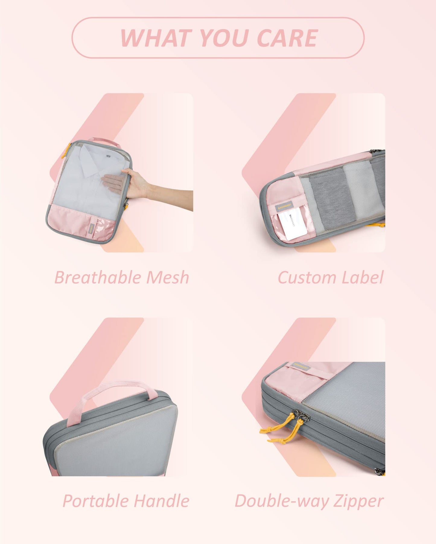 BAGSMART 6-Set Compression Packing Cubes – Lightweight Travel Organizer Bags for Women, Durable Luggage & Cruise Essentials