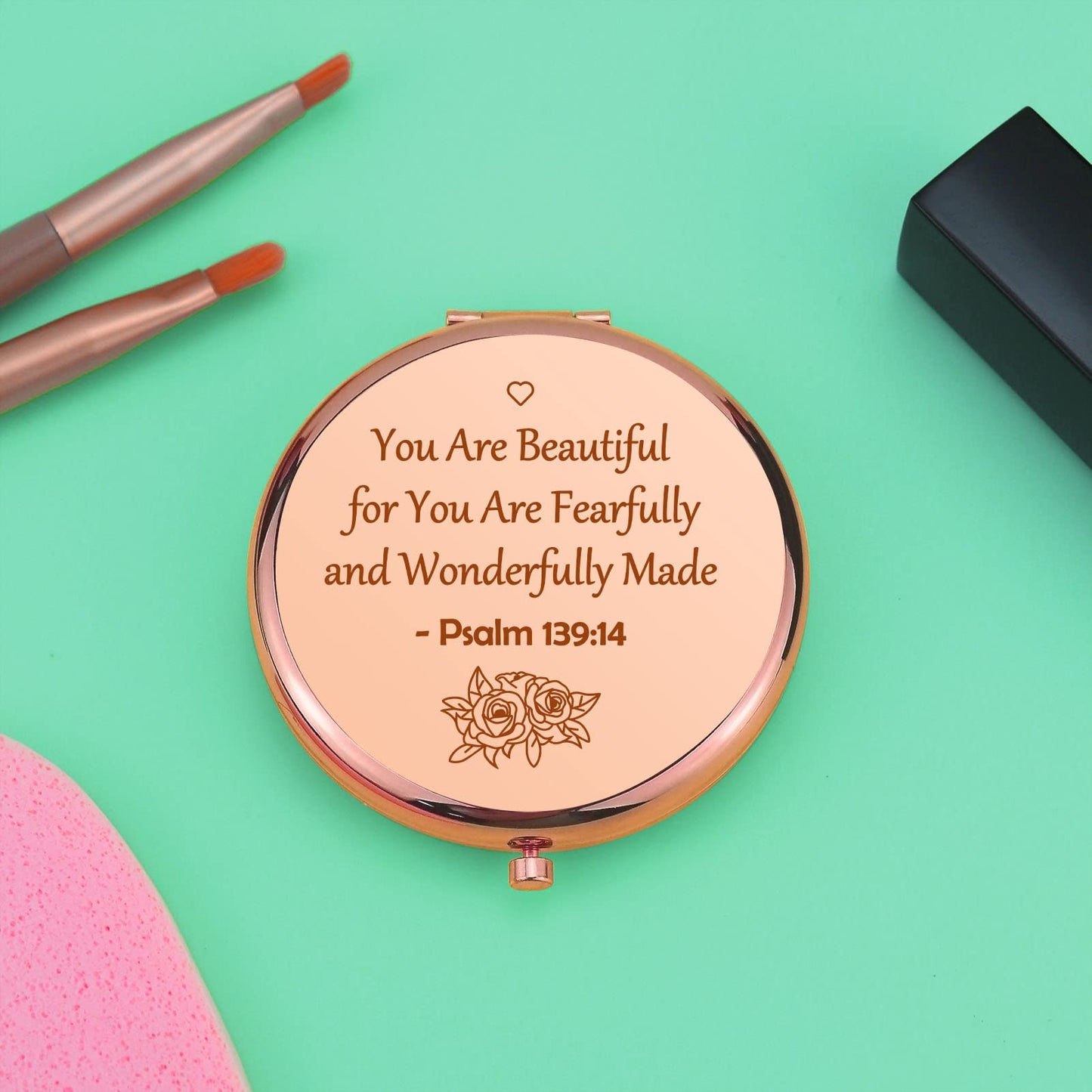Inspirational Christian Gifts Verse Religious Gifts for Girls Sister Friends Encouragement Baptism Gift Compact Makeup Mirror for Her Motivational