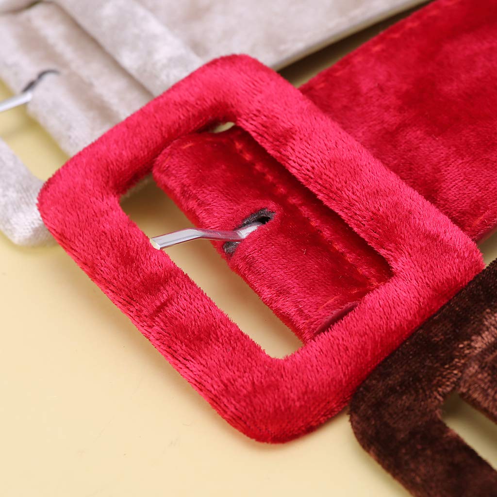 puhoon Female Dress Belts Decorate, Fabric Wide Waistband Velvet Belt (Black)