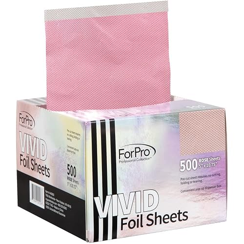ForPro Professional Collection Vivid Rose Embossed Foil Sheets, Aluminum, Pop-Up Foil Dispenser, Hair Foils for Color Application & Highlighting