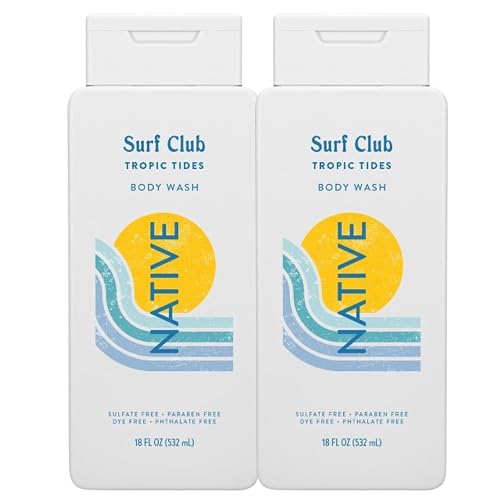 Native Surf Club Tropic Tides Body Wash, Crisp Juniper & Sea Salt Breeze, Sulfate Free, 18 fl oz, 2 Pack (Tropic Tides)