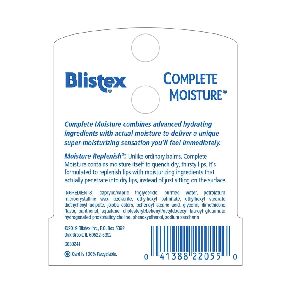 Blistex Complete Moisture Lip Balm Lip Moisturizer Hydration 0.15 oz