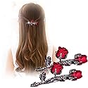 Vintage Crystal Rose Hair Clips,Elegant Rhinestones Rose Flower Metal Hair Clips Hair Barrette Ponytail Holder Slide Clips Hair Jewelry