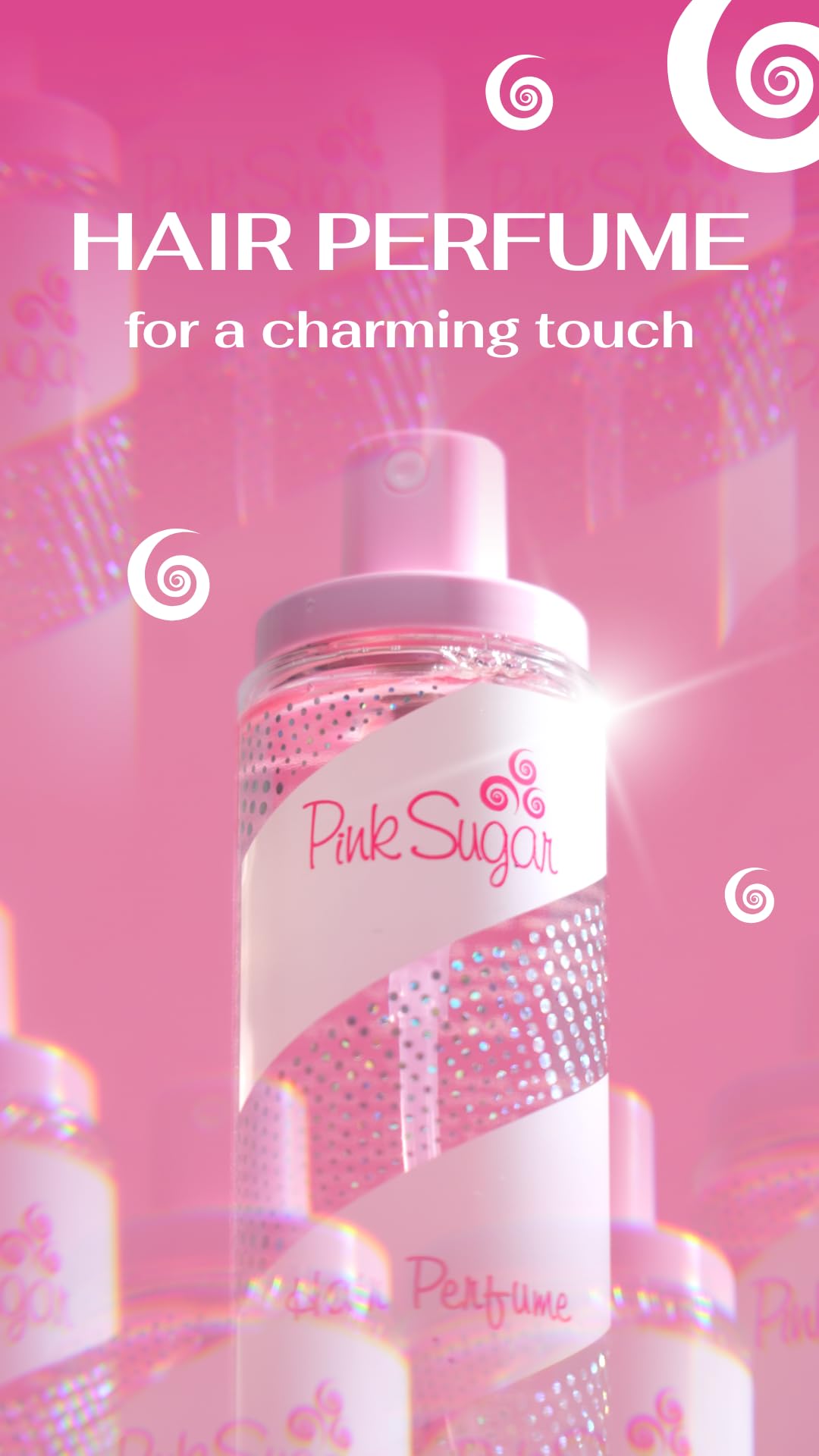 Pink Sugar Hair Perfume for Women, Body Mist Fragrance, Floral + Fruity, Notes of Raspberry, Cotton Candy, and Vanilla, Sweet and Light Scent, 3.38