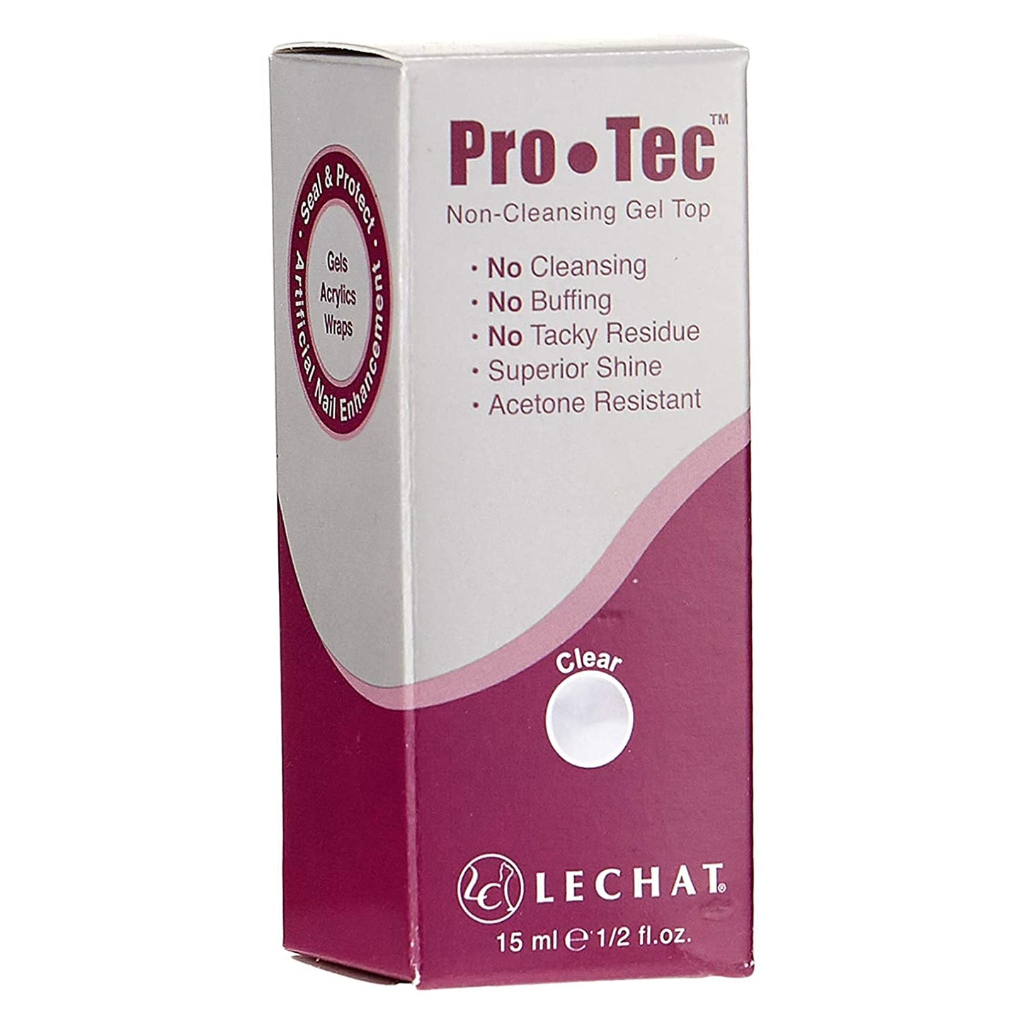 LeChat - Pro•Tec - Non-Cleansing Gel Top - Clear - (0.5 Ounce) - No Cleansing, Buffing, or Tacky Residue - Superior Shine - Acetone Resistant Beauty & Personal Care LECHAT