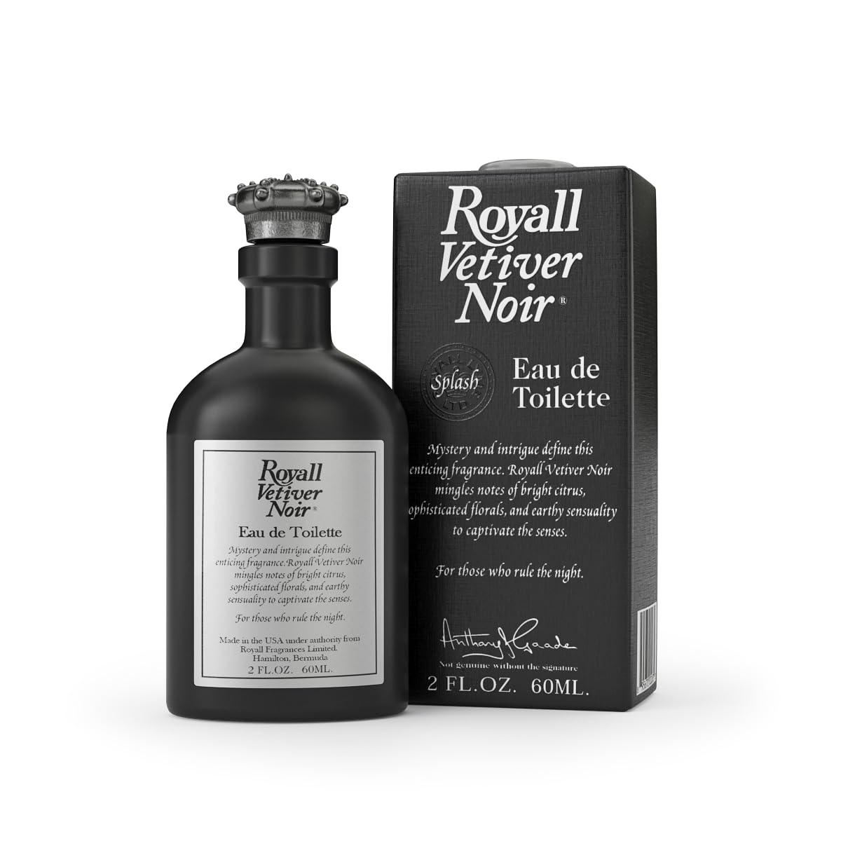 ROYALL VETIVER NOIR, Men's Eau de Toilette, Vetiver & Amber Fragrance - 2 Fl oz Splash