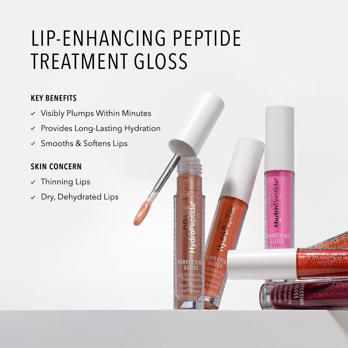 HydroPeptide Perfecting Gloss, Lip Plumping Gloss & Hydrating Treatment, Volumizing Collagen-Boosting Enhancer with Hyaluronic Acid & Peptides