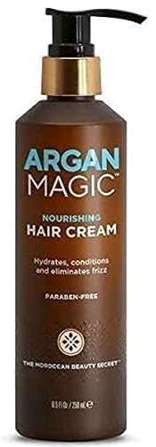 Argan Magic Nourishing Hair Cream - Hydrates, Conditions, and Eliminates Frizz for All Hair Types | Seals in Shine | Made in USA, Paraben Free