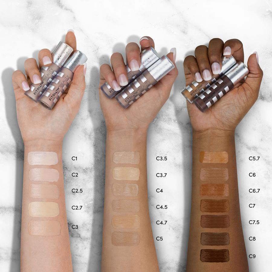 Fitglow Beauty Conceal+ | Vegan Full Coverage Concealer Skincare with Vitamin K + Green Tea | Corrects Dark Circles, Blemishes & Redness |