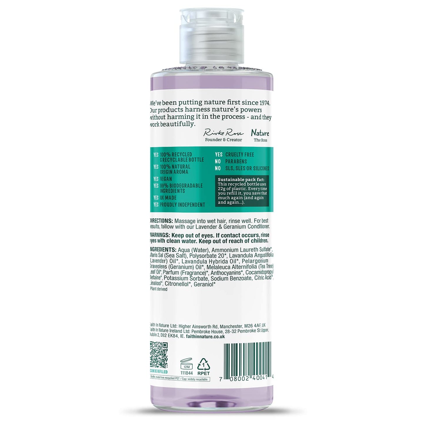 FAITH IN NATURE Natural Shampoo - Vegan & Cruelty Free, No SLS or Parabens - 13.5 fl oz, Lavender & Geranium