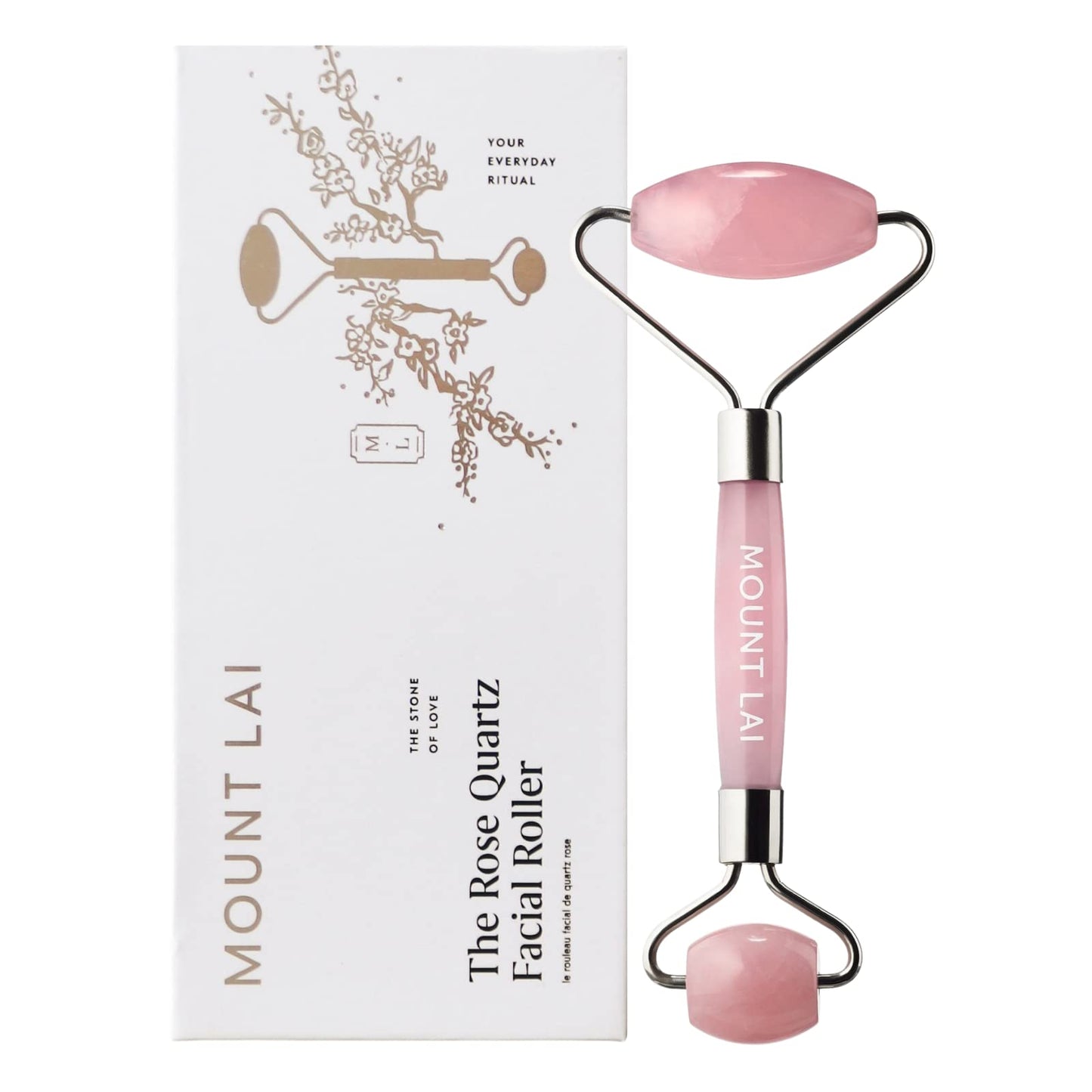 Mount Lai De-Puffing Rose Quartz Facial Roller - The Stone of Love, Certified Rose Quartz Face Roller for Anti-Aging, Soothing & Radiant Skin, Facial