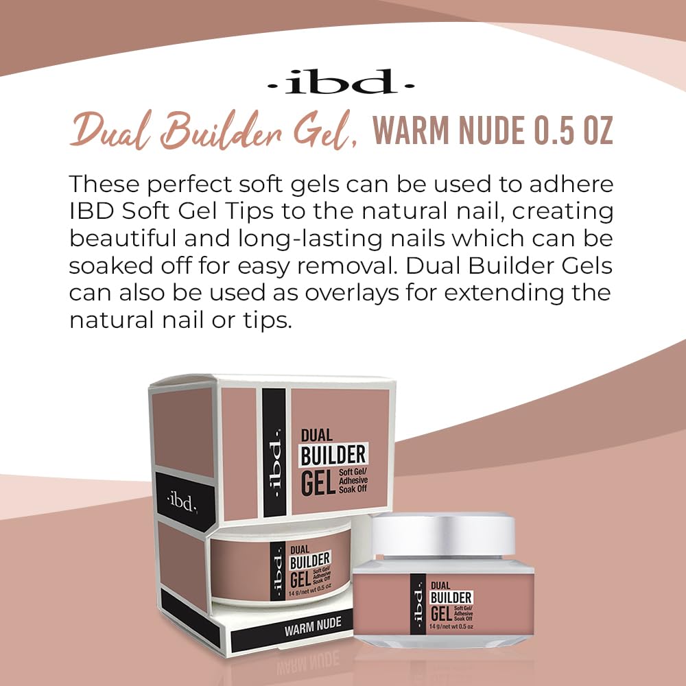 IBD Dual Builder Gel - Soft Gels and Adhesive Soak Off for Artificial Nail Extension, Professional Manicure Sculpting and Overlays, Warm Nude, 0.5 oz Beauty & Personal Care IBD