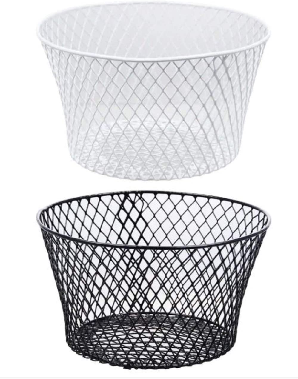 Small Metal Rectangular, Oval and Round Wire Baskets with or without Handles, Black and White, 4-ct Sets (Oval White Without Handles)