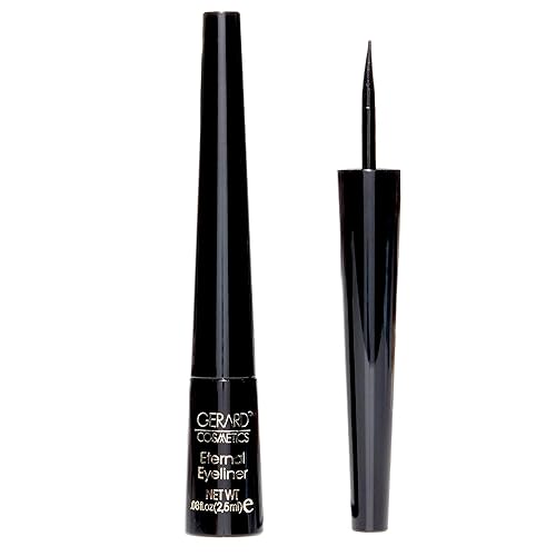 Gerard Cosmetics Eternal Eyeliner, Ultra Black Liquid Eyeliner with Fine Precision Tip Applicator, Extended Long Wear, Cruelty Free, Waterproof Smudge