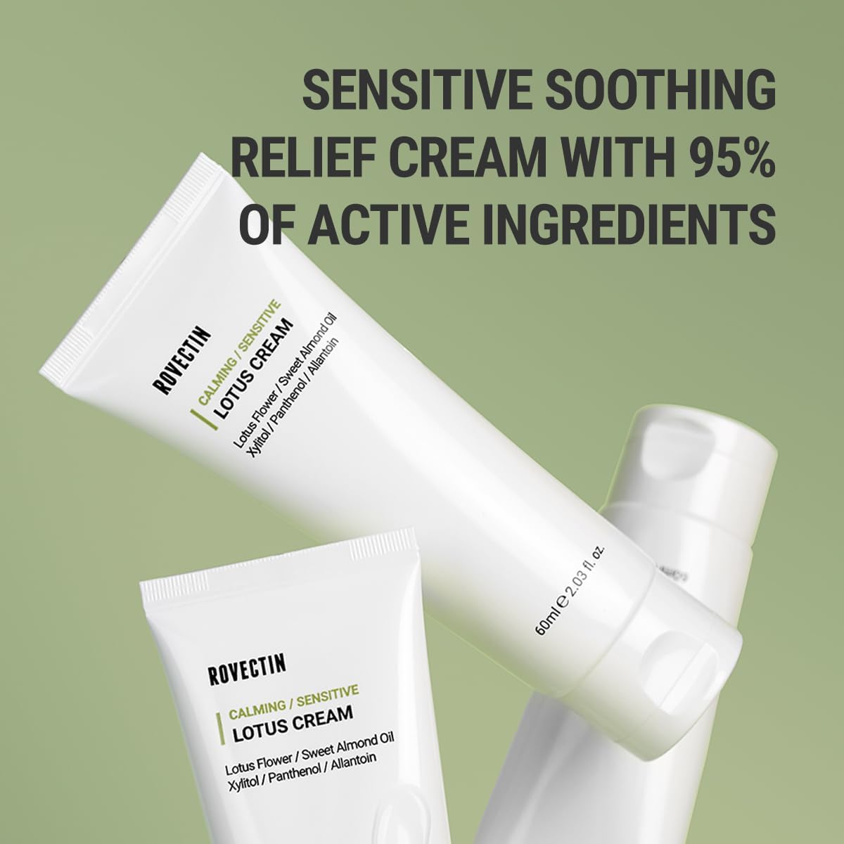 ROVECTIN Calming Lotus Cream - Lightweight Hydrating & Soothing Moisturizer Face Cream for Sensitive Skin | 75% Lotus Water Extract & Niacinamide
