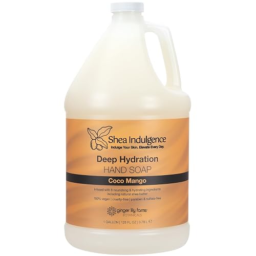Ginger Lily Farms Botanicals Shea Indulgence Deep Hydration Liquid Hand Soap Refill, Coco Mango, 100% Vegan & Cruelty-Free, Coconut Mango Scent, 1