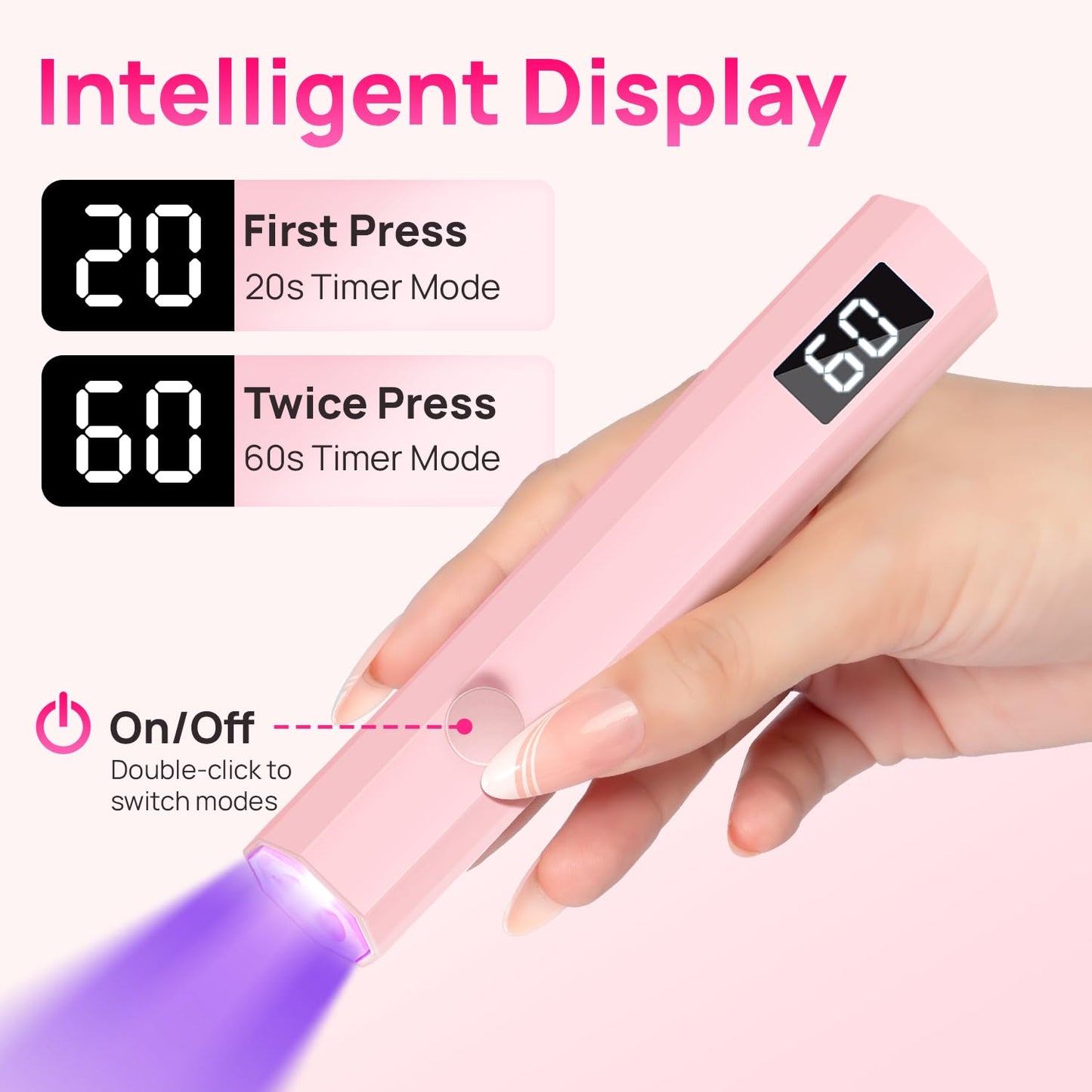 Krofaue Handheld UV Nail Lamp, 180mAh Rechargeable, 20/60s Timer, LCD Beauty and Personal Care krofaue