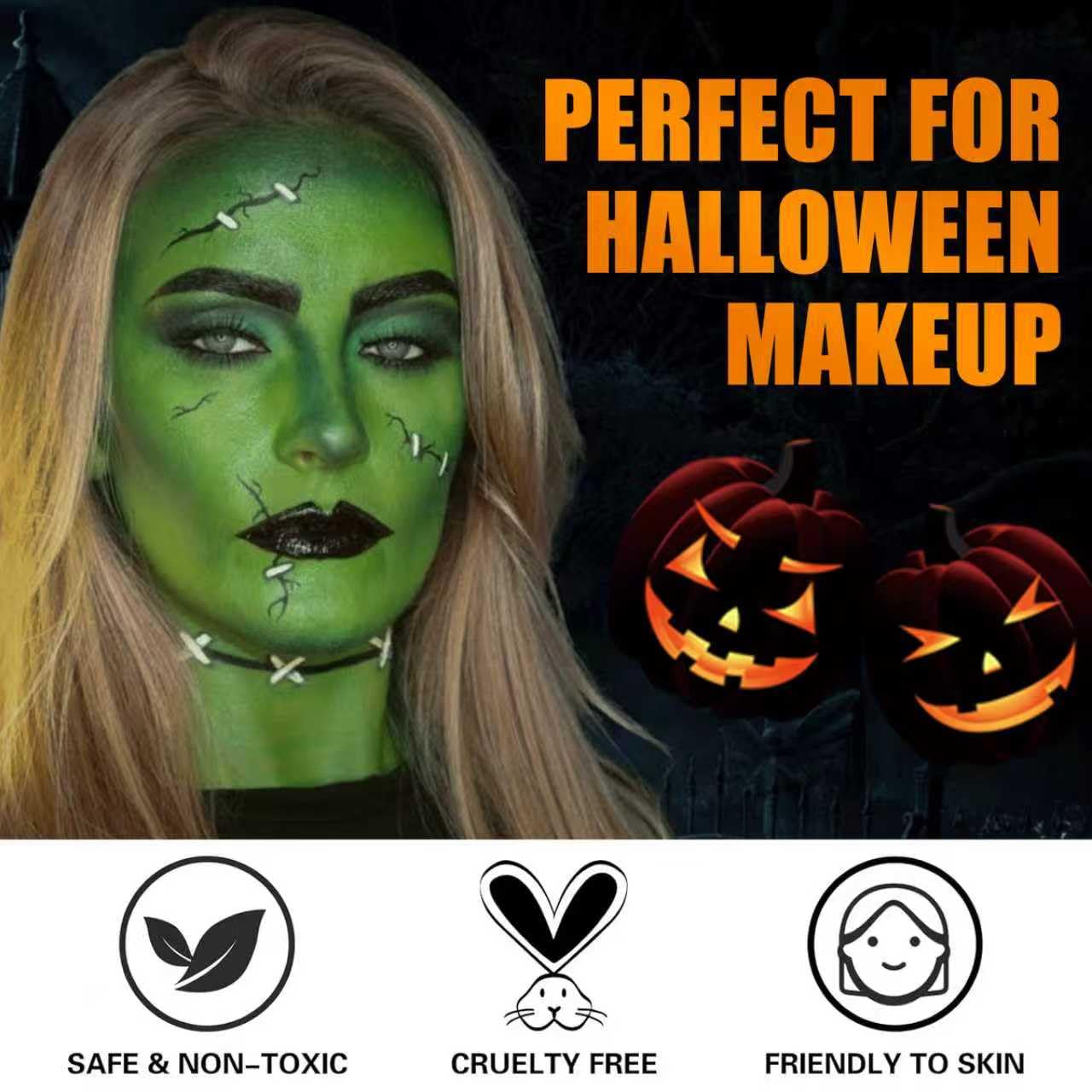 Halloween Witch Makeup Kit, SFX Character Set with Face Paint, Complete SFX Set for Halloween, with Scar Wax for Special Effects Costume Makeup