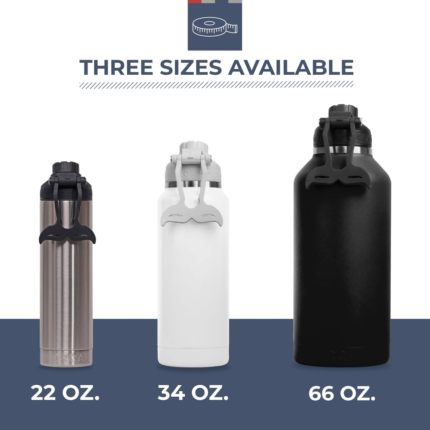 ORCA Hydra 34oz | Insulated, Stainless Steel Water Bottle with Powder Coat Finish & Silicone Grip Whale Tale Handle, Dishwasher Safe Sports Bottle