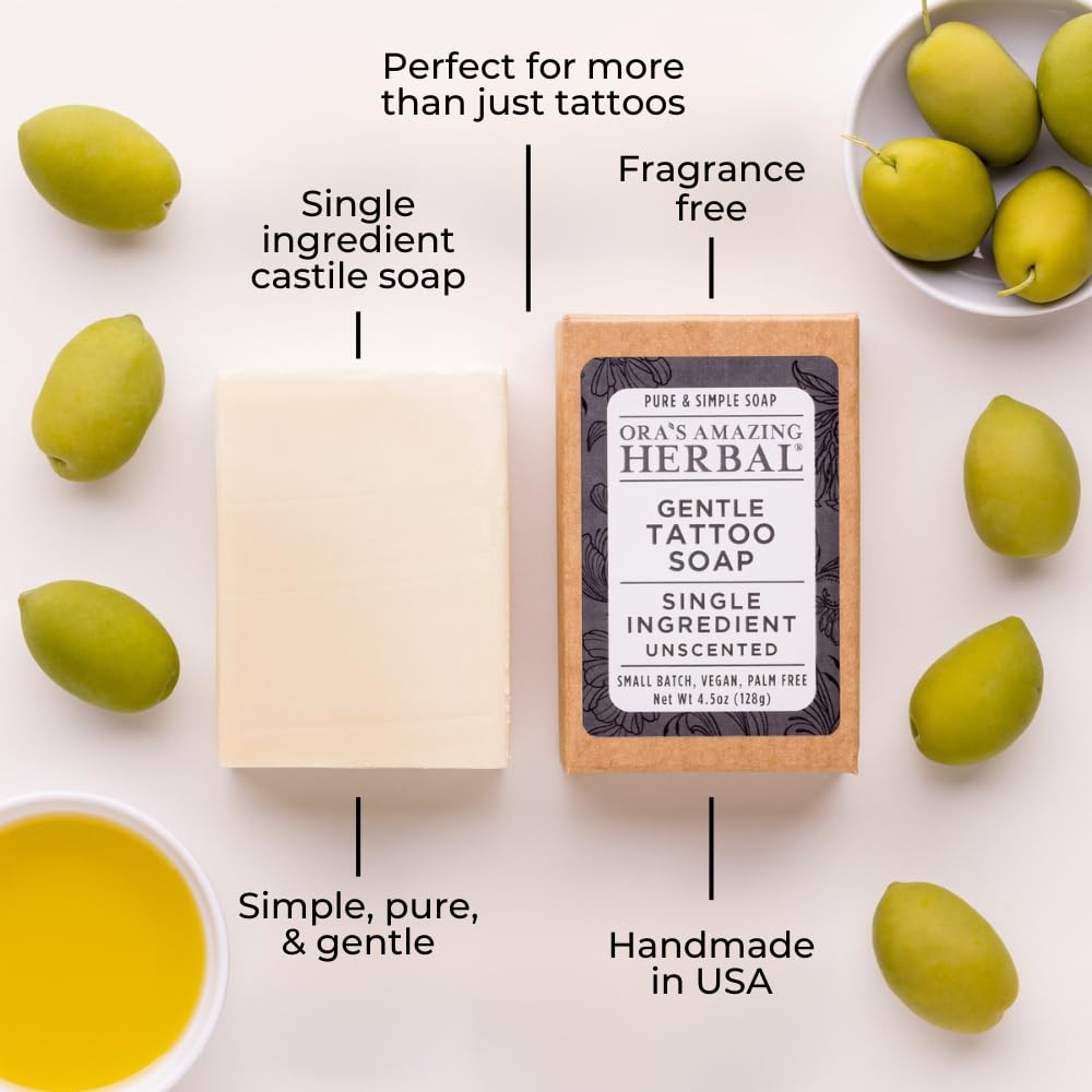 Tattoo Soap, Unscented, Made in the USA, Ora’s Amazing Herbal Beauty & Personal Care Ora's Amazing Herbal
